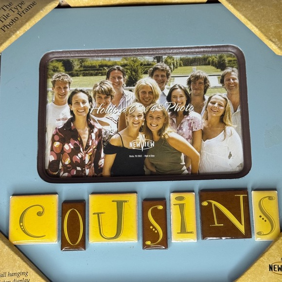New View Blue Tile Type Photo Frame Cousins 6x4 Wall or Tabletop Display‎ - Picture 1 of 8